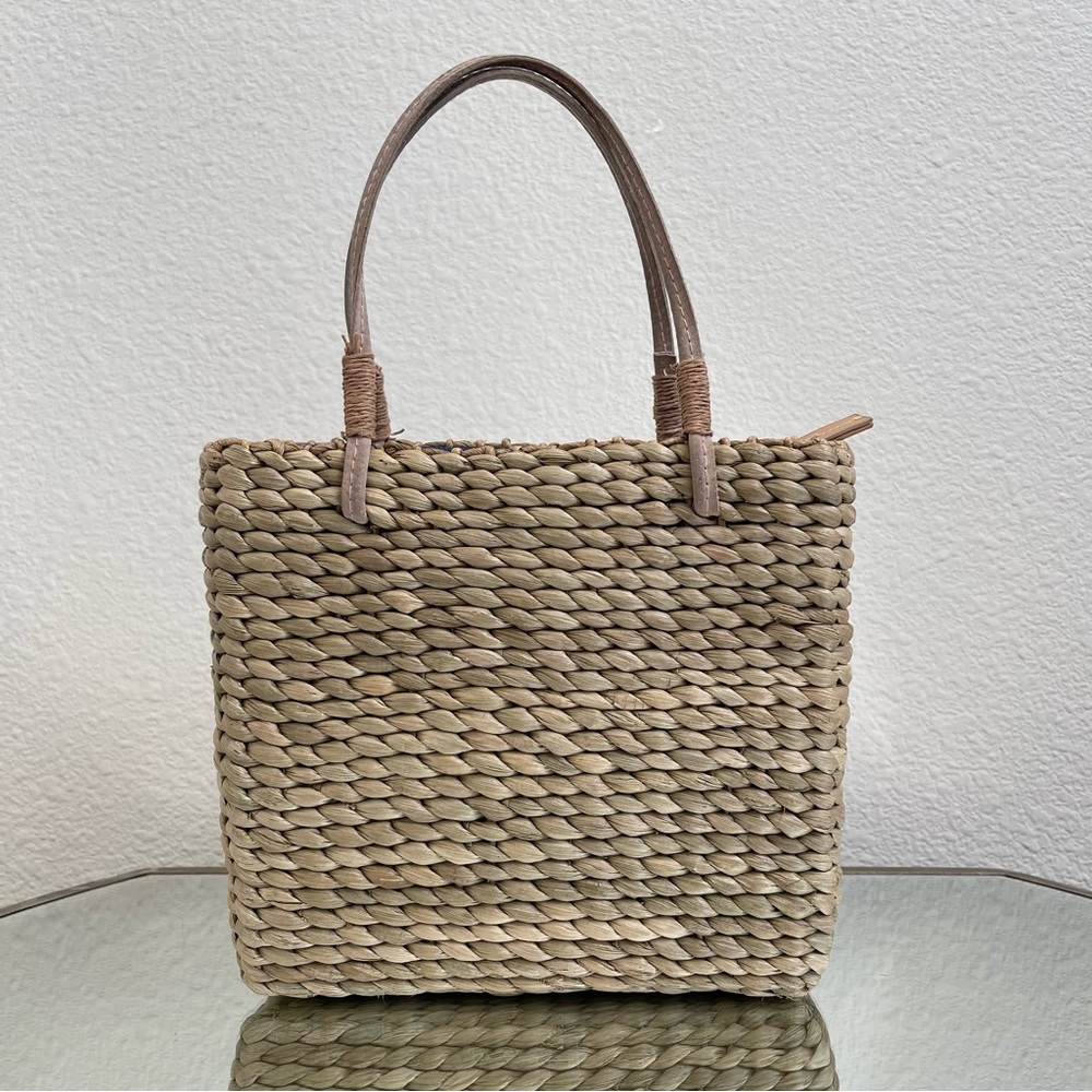 Vintage Y2K Beach Surf Volkswagen Bug Corn Husk Wicker Small Handbag Purse - Picture 6 of 13